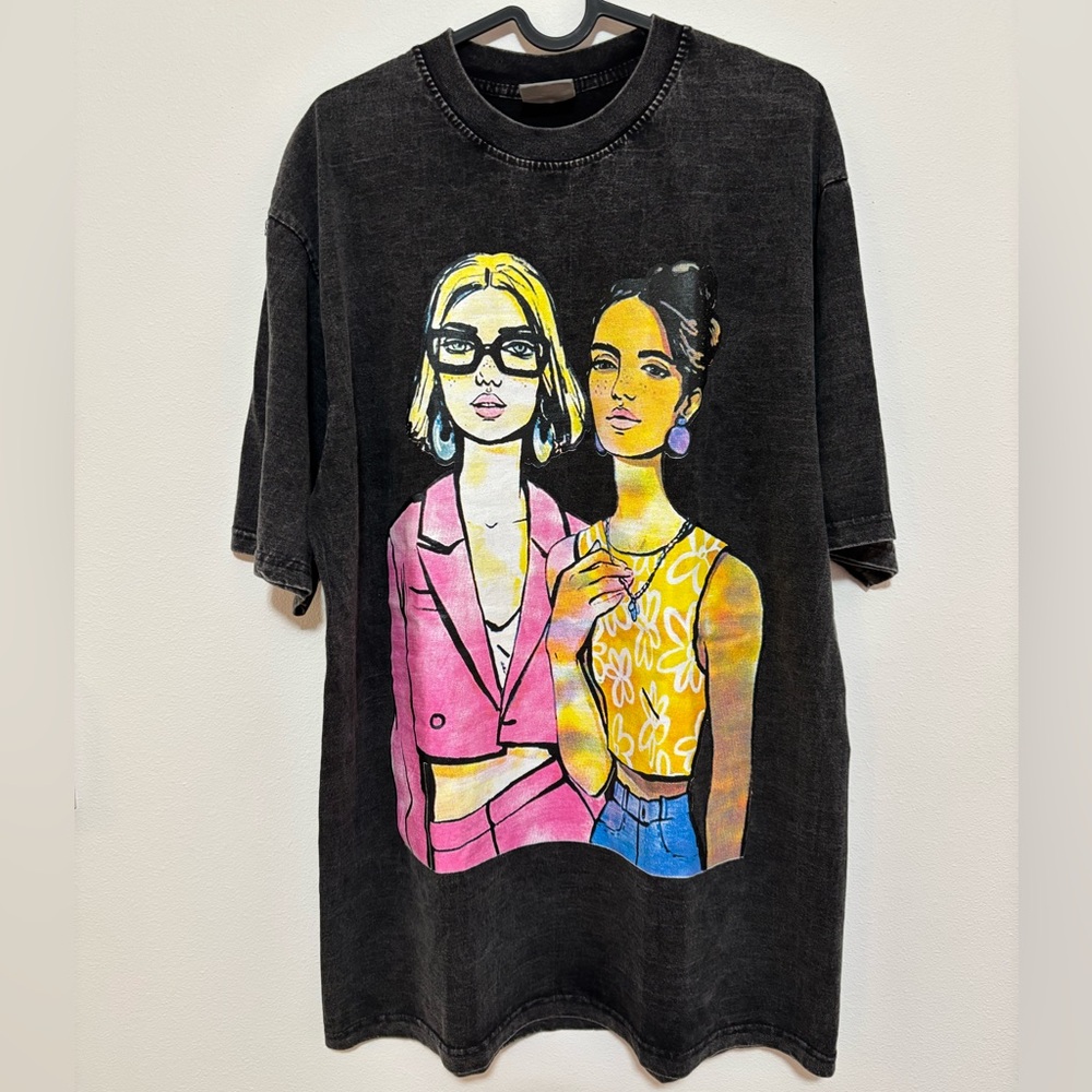Graphic crewneck Oversized womens tshirt (acid wash color)